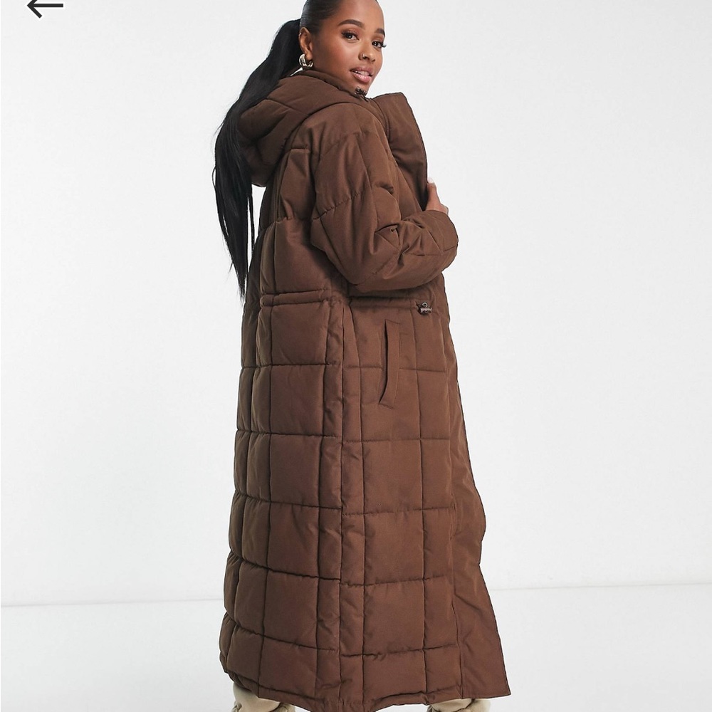 Longline chocolate brown puffer